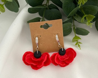 Poppy Dangle Hypoallergenic Earrings Cute Red Flower Handmade Polymer Clay Earrings Floral Jewelry Gift Idea For Her