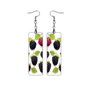 Berry Earrings with Blackberries and Raspberries Botanical Fruit Jewelry Clip On Dangle Earrings Nature Inspired Summer Gift for Her