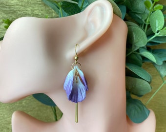 Irises Dangle Drop Earrings Flower Handmade Polymer Clay Violet Jewelry For Her