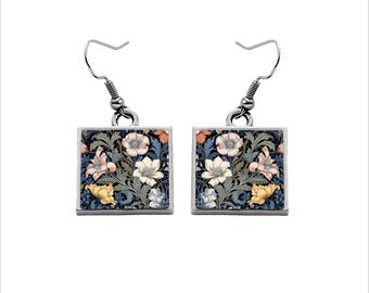 Orecchini floreali William Morris, gioielli botanici Art Nouveau
