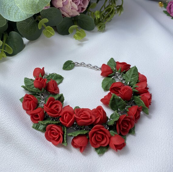 Red Rose Floral Statement Accessory Amazon.com: Ganquya Fashion Red Rose Flower Ring for Women  main image 2
