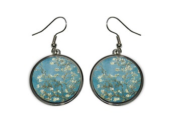 Vincent Van Gogh Art Round Earrings Almond Blossom Jewelry