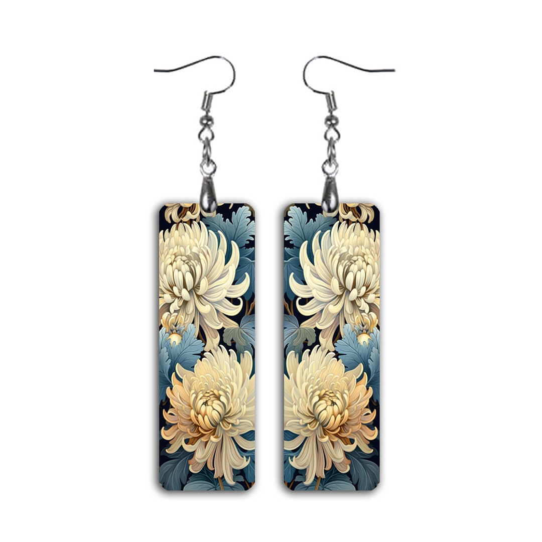 White Flowers Earrings Chrysanthemums Dangle Earrings Etsy.de