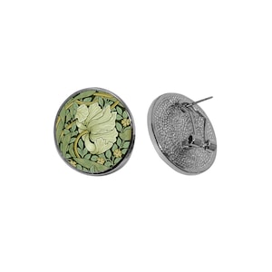 Pimpernel Earrings William Morris Studs, Art Nouveau Floral Jewelry, Vintage Botanical Earrings, Round Or Square Stud Earrings Gift for Her