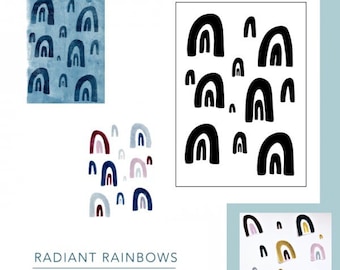 Radiant Rainbows Stencils - Reusable Mylar Painting Stencils for Mixed Media Art, Gelli Printing, Acrylic Painting, A5 A4, FREE UK SHIPPING!