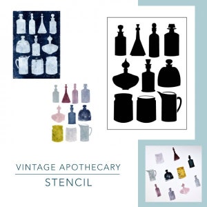 Vintage Apothecary Stencils - Reusable Mylar Painting Stencils for Mixed Media Art,Gelli Printing,Acrylic Painting, A5 A4, FREE UK SHIPPING!
