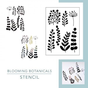 Stencil Blooming Botanicals - Stencil riutilizzabili in Mylar per tecniche miste, stampa Gelli, pittura acrilica, formato A5 A4, SPEDIZIONE GRATUITA NEL REGNO UNITO!