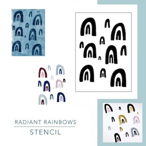 Stencil Radiant Rainbows - Stencil riutilizzabili in Mylar per tecniche miste, stampa Gelli, pittura acrilica, formato A5/A4, SPEDIZIONE GRATUITA NEL REGNO UNITO!
