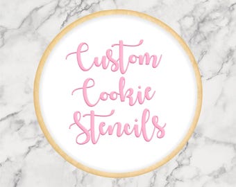 Personalised Custom Cookie Stencils, Custom Biscuit Stencil, Stencil Genie Compatible, Reusable Decorating Food Safe Baking Mylar Stencils