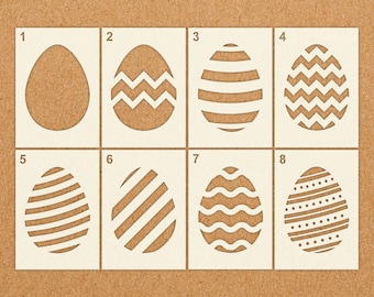 Easter Egg Stencils - Reusable Mylar Painting Stencils for Wall Art, Home Decor, Arts & Crafts, Card Making. A6 A5 A4 A3 A2