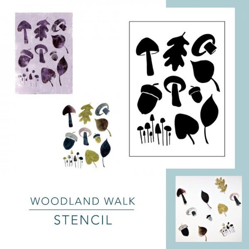 Woodland Walk Stencils Reusable Mylar Painting Stencils for Mixed Media Art, Gelli Printing, Acrylic Painting, A5 A4, FREE UK SHIPPING image 1