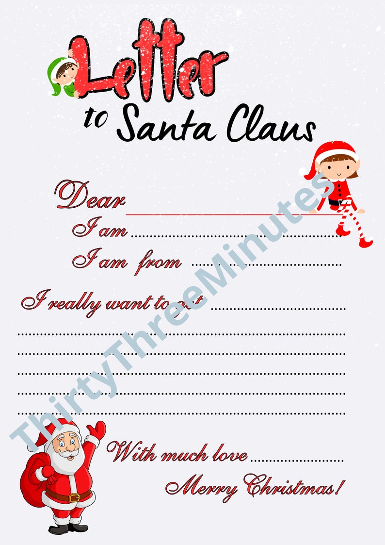 Instant Download Personalized Santa Letter Templates Set of 3 Unique ...