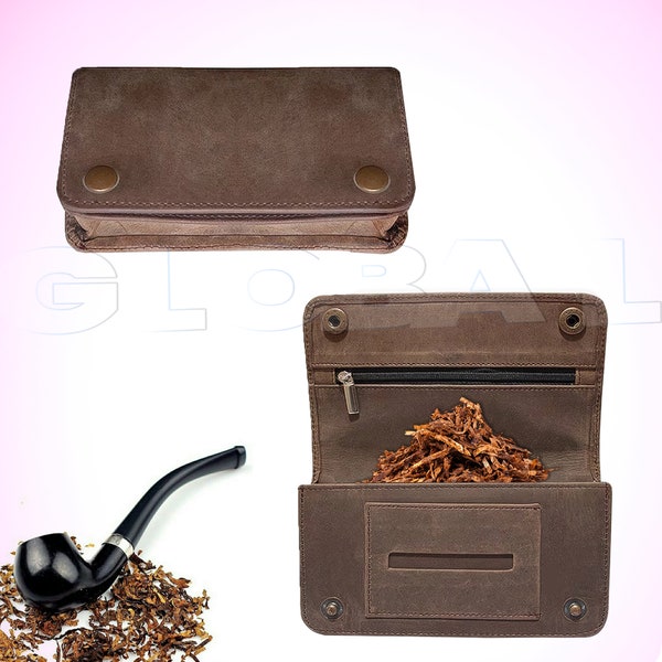 Pochette à tabac en cuir fait à la main, pochette Rizla en cuir véritable véritable, petit porte-cigarette à tabac souple | Blague à tabac pour lui |