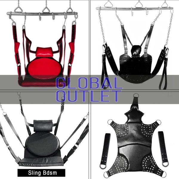 Sex Swing Sling with Stirrups | Exclusive Real Leather Sex Swing & Sling | Multiple Design Sex Swing | Suspendable Sling for Adult Play BDSM