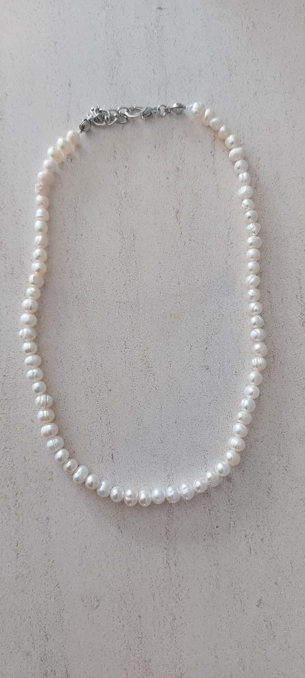 Natural Stone Pearl Necklace Etsy