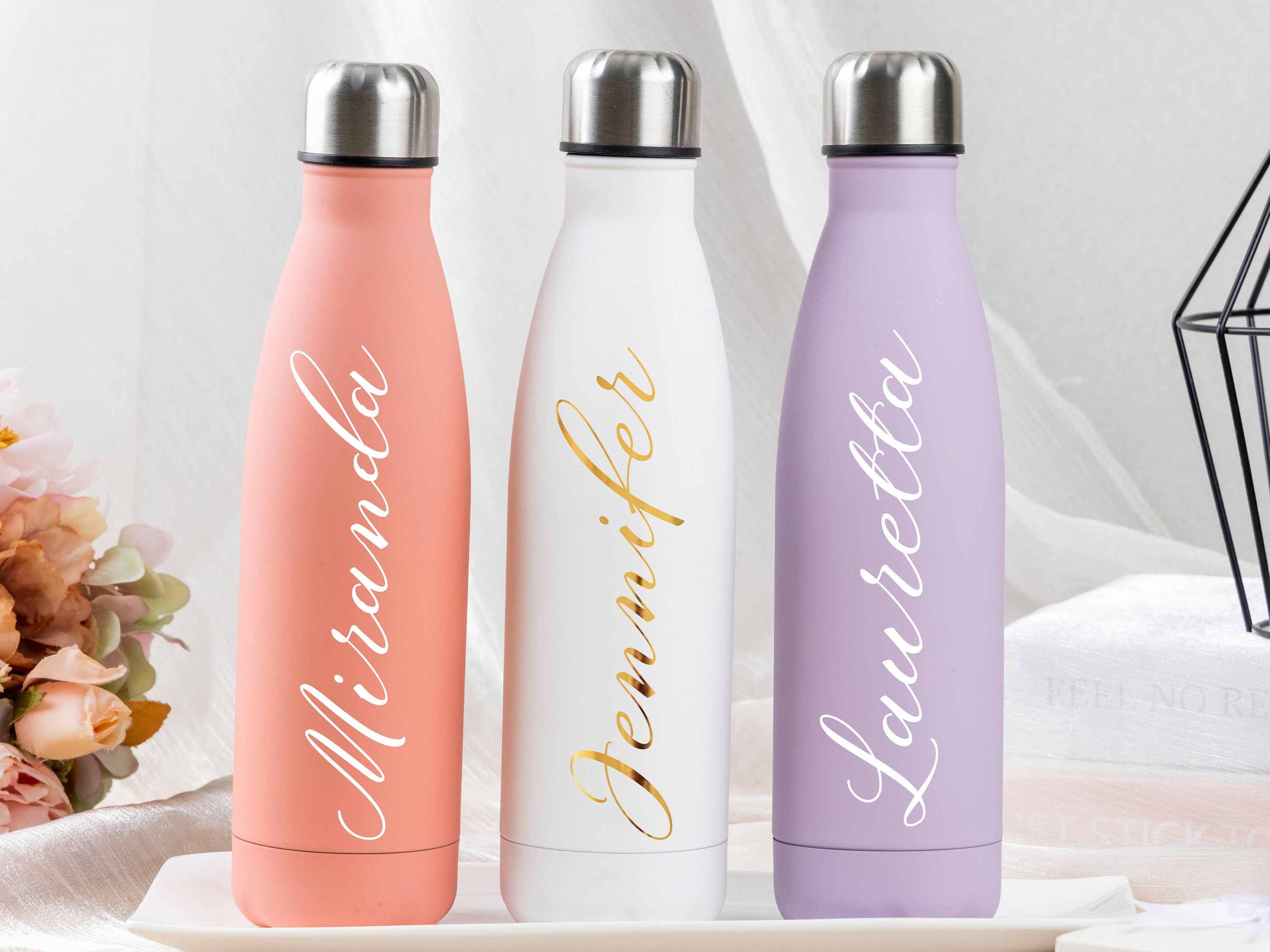 Glass Water Bottle with Personalized Nylon Sleeve - Bridesmaid