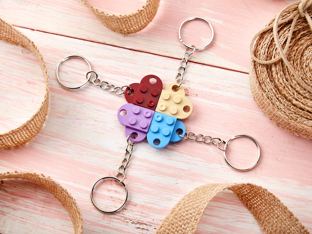 Heart Keychain Set Couple Gift Set Lego Heart Keychain Valentine 2