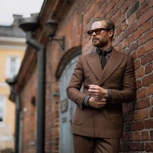 Classic Brown Double Breasted Suit.