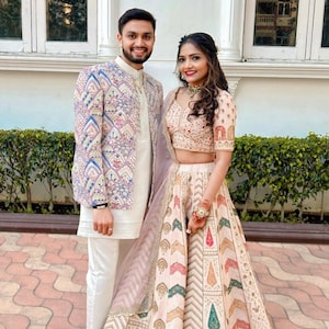 Indian engagement dresses for couple hot sale