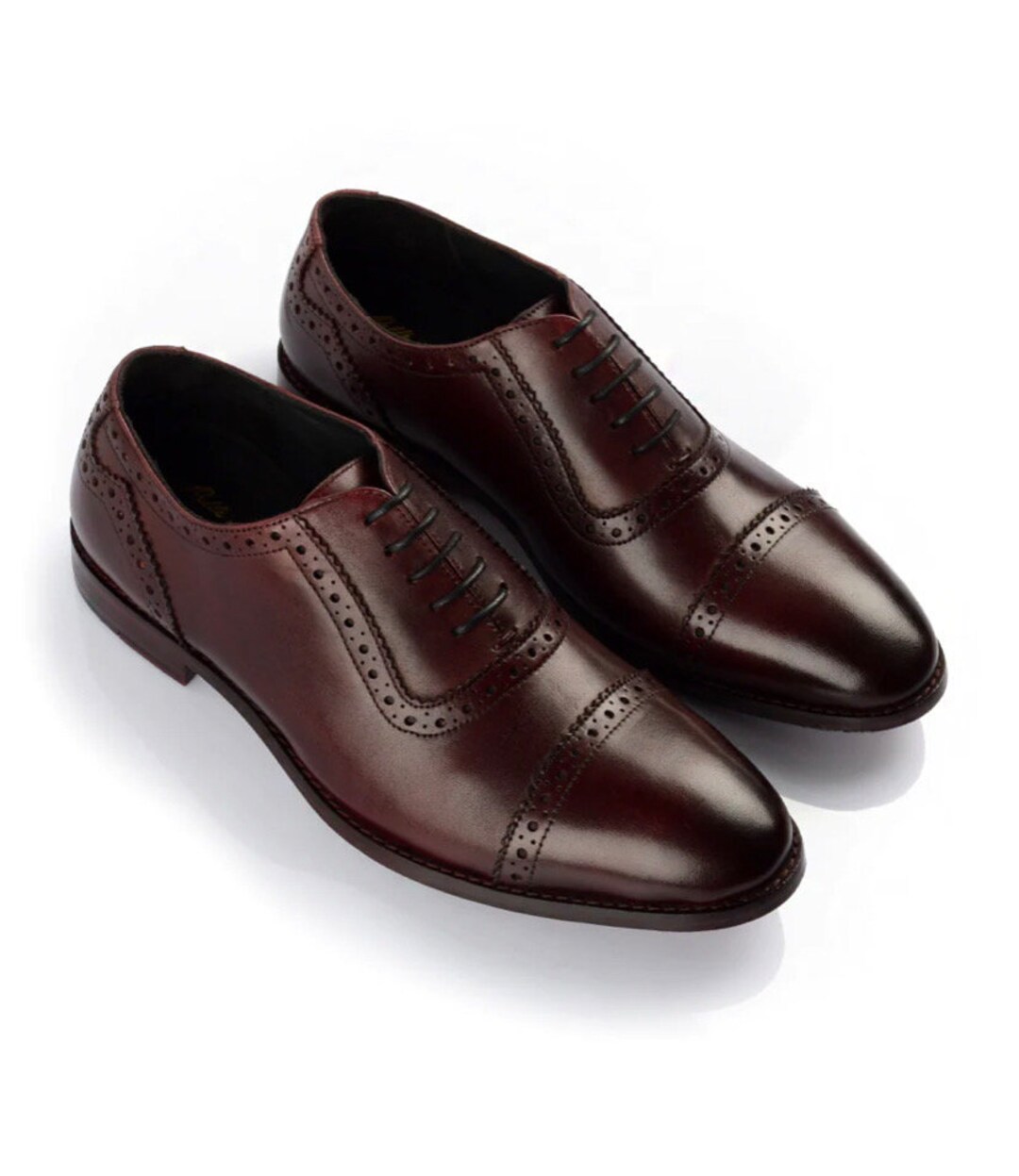Men's Handmade Formal Shoes Tassels Dark Brown Burnished Elegant  Formal Dress Up