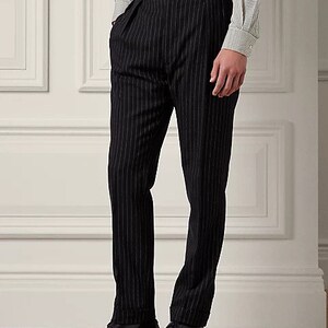 Brand New Black Pinstripe Double Breasted Suit Super 120s Acrylic/Rayon Developed By NASA main image 0