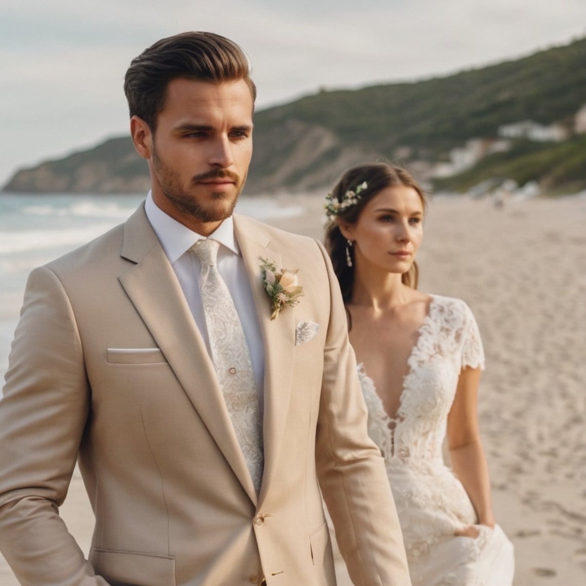 Custom Tan Wedding Suit for Men, Beige Wedding Suit for Men, Groom — free download