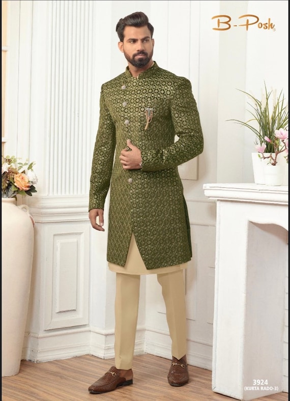 Bottle Green Viscose Blend Bandhgala Jacket Set Design by Manish Nagdeo at  Pernia's Pop Up Shop 2024