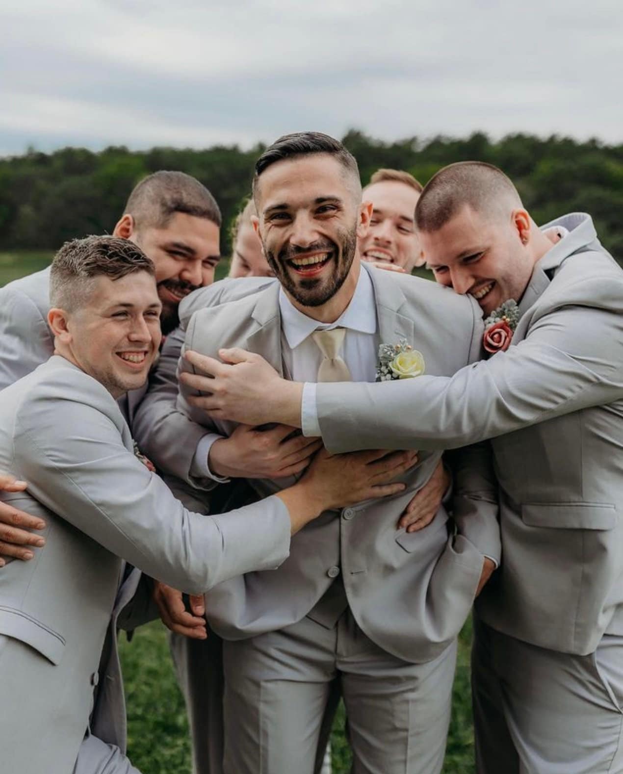 Costume mariage top gris perle