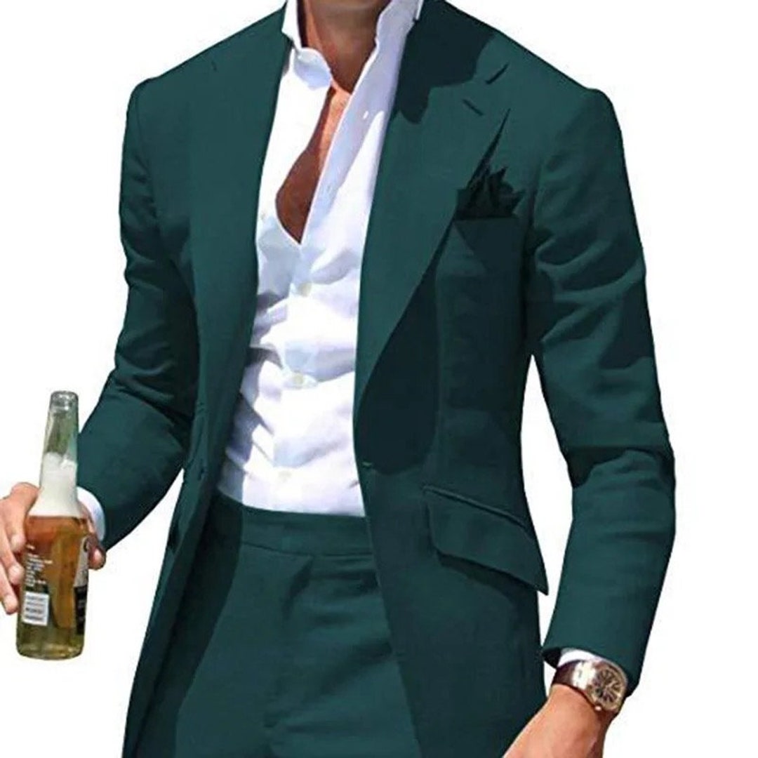 ASOS DESIGN wedding slim suit in wool mix texture in green | ASOS | Green  suit men, Green wedding suit, Dark green suit men
