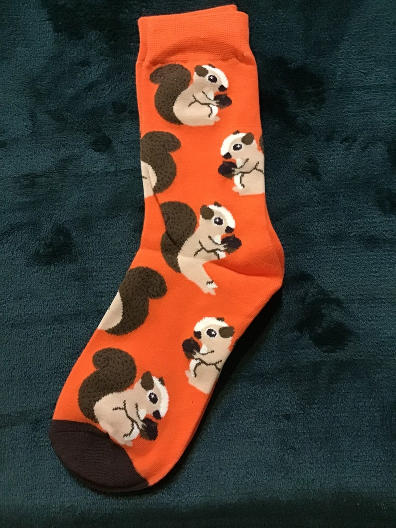 Novelty Orange Squirrel Socks, Squirrel Accessories, Squirrel Socks