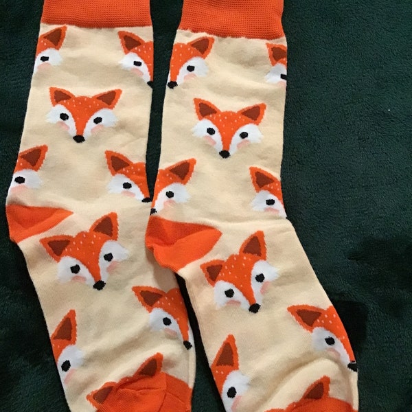 Fox socks, fox accessories, novelty socks, Animal socks, fox Ankle Socks, Clothing, Orange Socks, free shipping, cute foxes, ladies socks