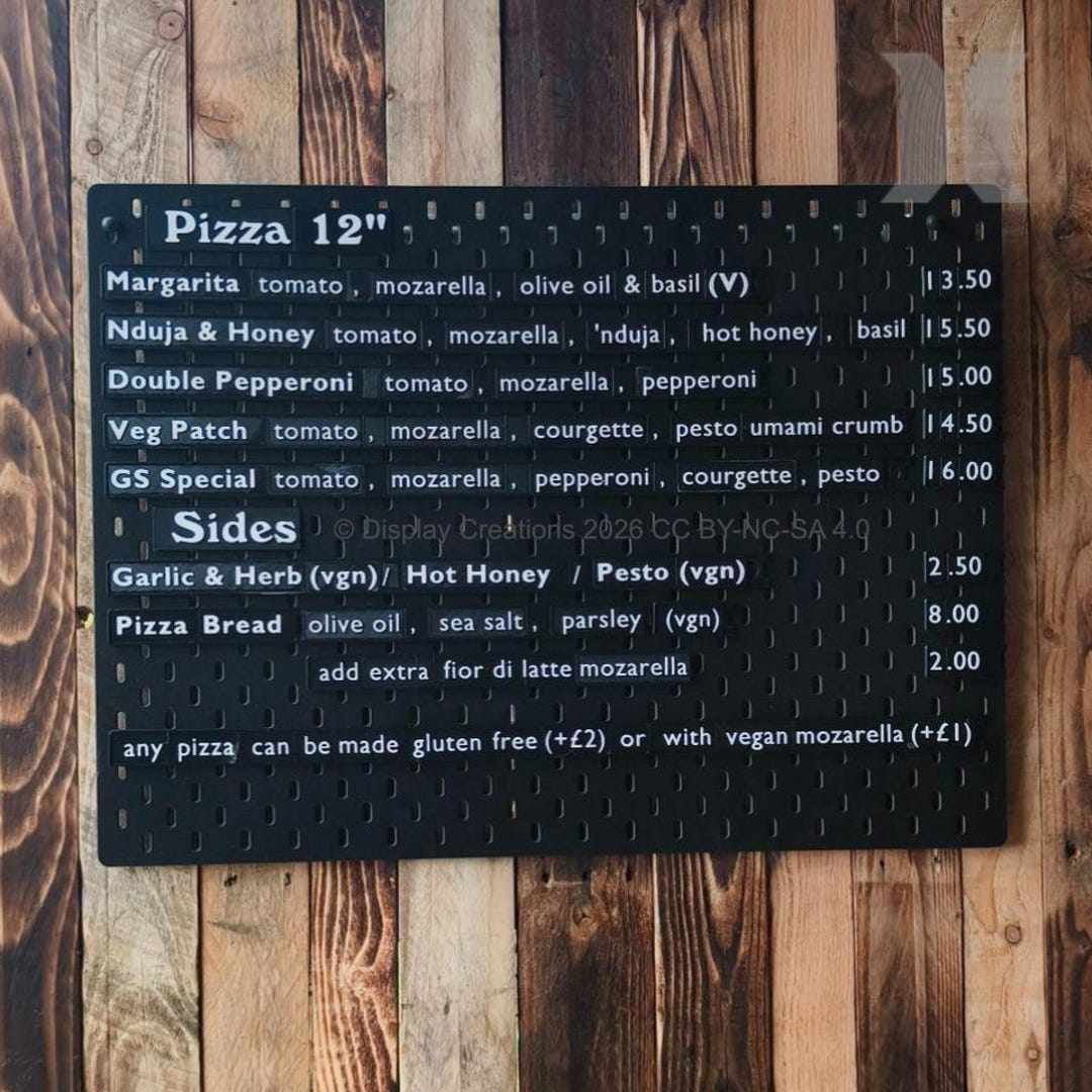 Modular Menu IKEA Skadis Modular Menu System | Pegboard Text Rails for Cafe, Bar ...