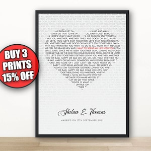 Impressões personalizadas de letras de músicas de coração, arte de parede de letras de músicas personalizadas, letras de primeira dança, presente de letras de músicas, presentes de aniversário de casamento