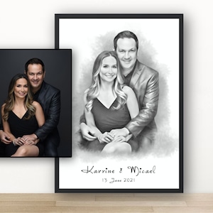 Personalised Pencil Sketch Portrait From Your Photo, Fathers Day Gift, Portrait From Photo, Custom Family Portrait, Wall Art Décor