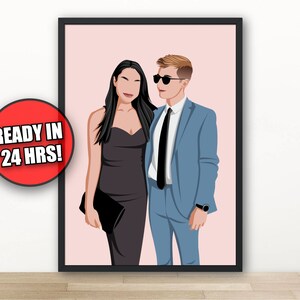 Custom Couple Faceless Portrait, Personalised Photo, Couple Portrait from Photo, Couple Gifts, Anniversary Gifts, Christmas Gift