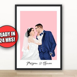 Benutzerdefinierte Paar Porträt vom Foto, Geliebte Person Porträt, personalisierte Karikatur, digitale Paar Illustration, Geburtstags-Jubiläumsgeschenk
