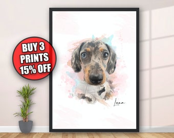 Personalised Pet Portrait, Watercolour Pet Portrait, Pet Illustration, Pet Loss Gift, Pet Memorial, Pet Lover Gift, Unique Gift
