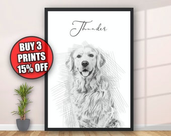 Schizzo di ritratto di animale domestico personalizzato dalla tua foto, ritratto di animale domestico personalizzato, ritratto dalla tua foto, schizzo di ritratto di animale domestico, regalo per perdita di animali domestici