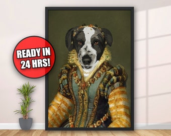 Poster Personalizzato Con Foto Del Tuo Animale Domestico – Ritratto Reale Stile Re/Regina – Prodotto In Germania (Royal R04)