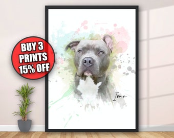 Watercolour Pet Portrait, Custom Pet Portrait, Pet Loss Gift, Personalised Pet Portrait, Pet Memorial, Pet Lover Gift, Custom Pet Gifts