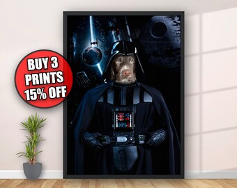 Custom Darth Vader Pet Portrait, Custom Pet Portrait, Darth Vader Portrait, Funny Pet Portrait, Unique Pet Gift, Christmas Gift