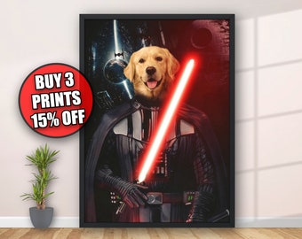 Darth Vader Pet Portrait, Custom Pet Portrait, Custom Dog Portrait, Funny Pet Portrait, Custom Darth Vader Portrait, Dog Illustration