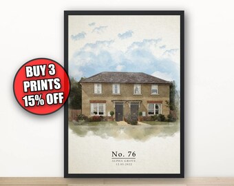 Custom House Sketch Drawing, Watercolour House Portrait Print, Sketch from Photo, Home Venue Sketch, New Home Gift, Housewarming Gift