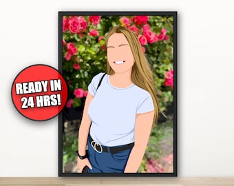 Custom Faceless Portrait with Background, Custom Photo Illustration, Portrait from Photo, Faceless Illustration, Personalised Portrait