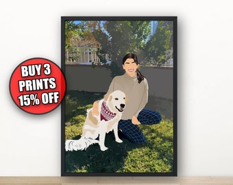 Custom Faceless Portrait with Detailed Background, Custom Photo Illustration, Faceless Digital Illustration, Full Digital Portrait