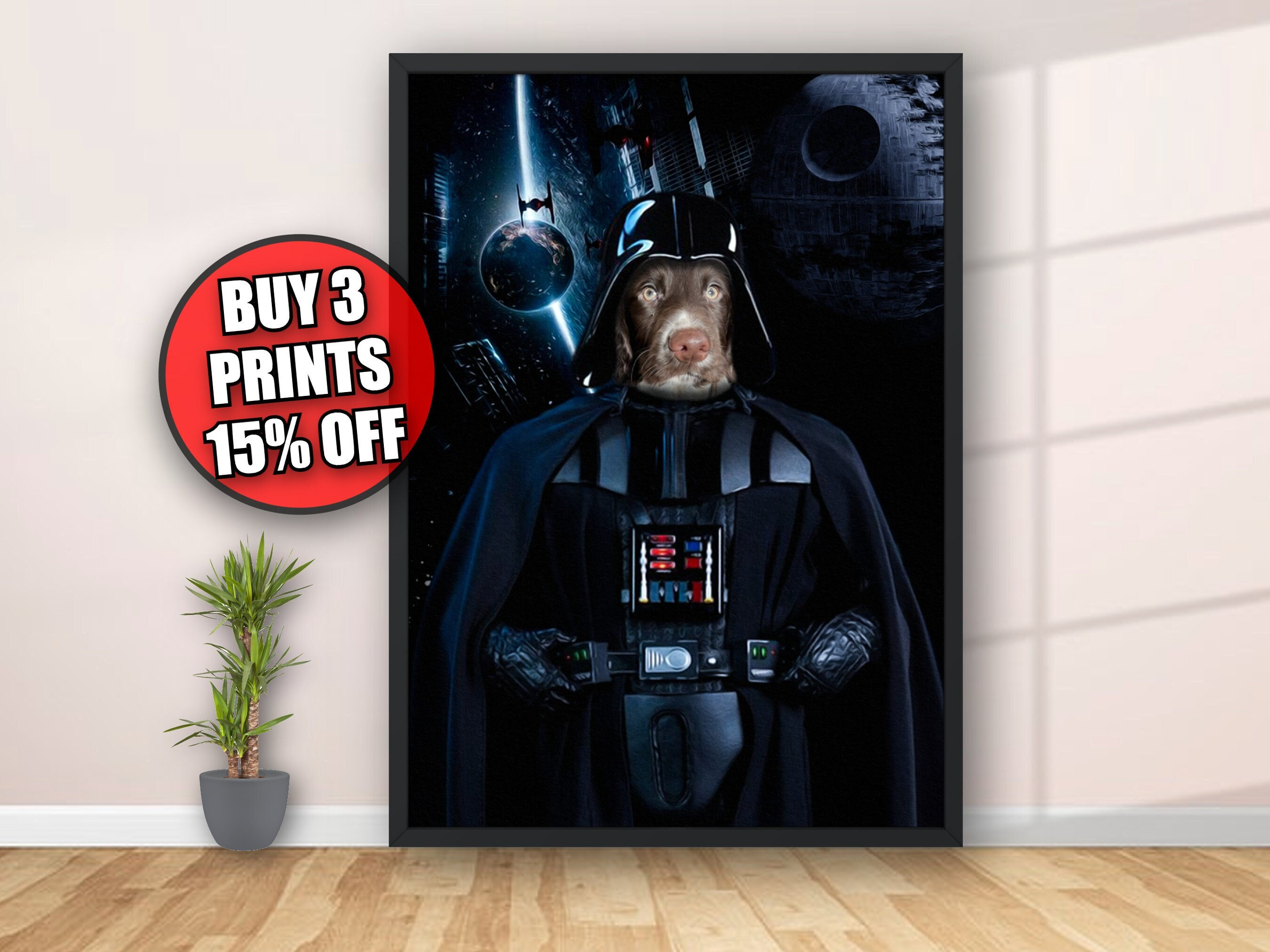 Custom Darth Vader Pet Portrait, Custom Pet Portrait, Darth Vader Portrait, Funny Pet Portrait, Unique Pet Gift, Christmas Gift