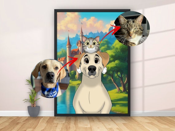 Custom Cartoon Pet Portrait from Photo, Personalised Pet Portrait, Pet Cartoon Style, Dog Cartoon, Cat Cartoon, Pet Owner Gifts