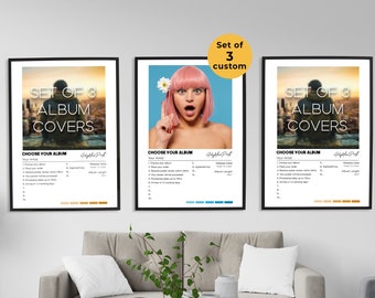 Set van 3 muziek album covers, kies uw eigen album poster, aangepaste album poster print, muziek poster, album art, Wall Art decor print