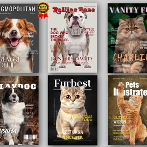 Personalisiertes Haustier-Magazin-Cover, benutzerdefiniertes Haustier-Porträt, personalisiertes Hunde-Poster, Porträt vom Foto, Haustier-Illustration, Hundeliebhaber-Geschenk