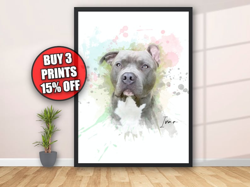 Watercolour Pet Portrait, Custom Pet Portrait, Pet Loss Gift, Personalised Pet Portrait, Pet Memorial, Pet Lover Gift, Custom Pet Gifts image 1